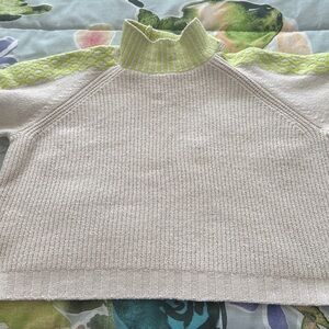 Target Cream and Lime Green Women's Sweater